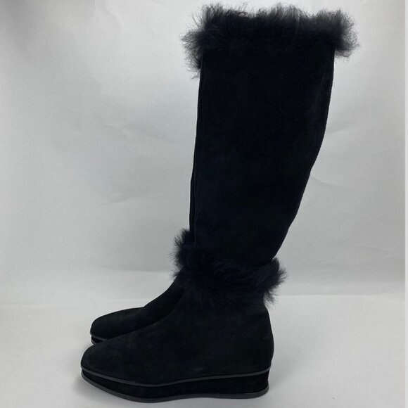 TORY BURCH Marcel Genuine Shearling Wedge Knee High Boot Size 10 - Picture 4 of 12